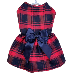 Big Grid Pet Dress – Four Seasons College Style Bow Dress for Cats & Dogs
