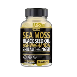 Sea Moss & Superfood Gummies – Black Seed, Ashwagandha, Ginger, Shilajit & Elderberry, 60 Gummies