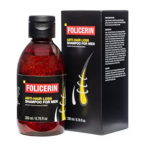 Folicerin anti hair loss shampoo for men with bio-active ingredients for scalp health and hair growth support.
