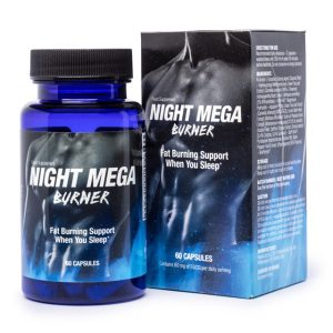 Night Mega Burner nighttime weight loss and metabolism support capsules for fat burning and sleep quality.