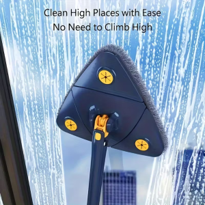 360° Rotating Triangle Cleaning Mop – Long Handle Hands-Free Squeeze Mop