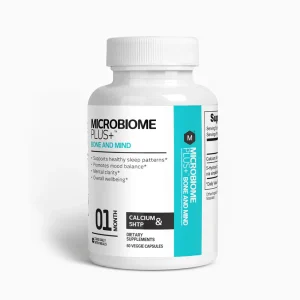 Bone & Mind capsules with Calcium and 5-HTP for structural bone strength, emotional balance, and neurotransmitter support.