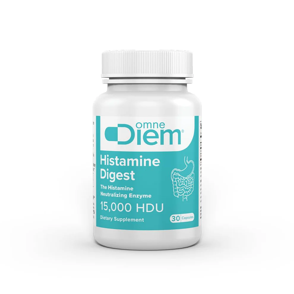 Histamine Digest DAO 15,000 HDU capsules for targeted digestive histamine support, enzymatic breakdown, and food sensitivity management.