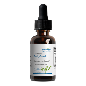 Dr. Wilson’s Body-Guard daily immune and stress defense supplement bottle.