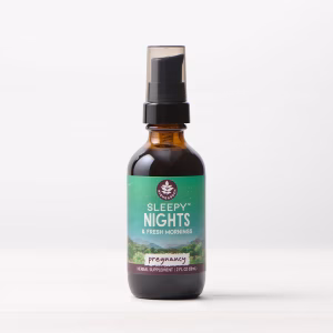 WishGarden Herbs Sleepy Nights and Fresh Mornings pregnancy sleep support herbal tincture for expectant mothers.