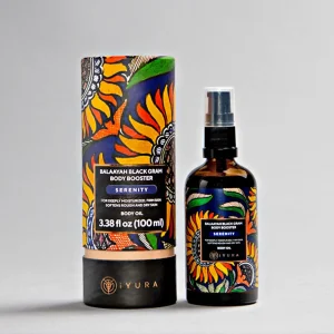 This Balaayah Black Gram Body Booster – Serenity Blend combines the skin-strengthening power of Black Gram with a calming, peaceful aroma. It works to deeply firm and moisturize dry or thinning skin while enveloping the senses in a tranquil scent designed to melt away stress and promote inner quiet.