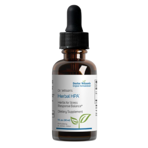 Dr. Wilson’s Herbal HPA liquid adaptogenic tincture for licorice-free adrenal support and HPA axis stress response balance.