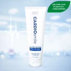 CardioSmile Nitric Oxide Boosting Toothpaste: Innovative oral care formula designed to stimulate oral nitric oxide production for enhanced cardiovascular health and gum vitality.