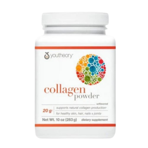 Youtheory Collagen Powder (Unflavored): Pure, high-absorption hydrolyzed peptides designed to replenish essential proteins for stronger hair, skin, nails, and joint support.