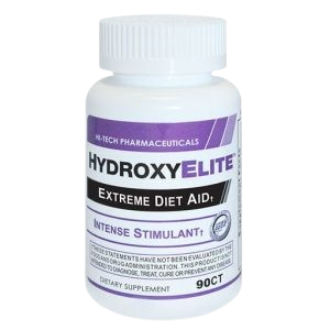 A bottle of HydroxyElite capsules, a powerful thermogenic fat burner and weight loss supplement designed for energy and metabolic support.