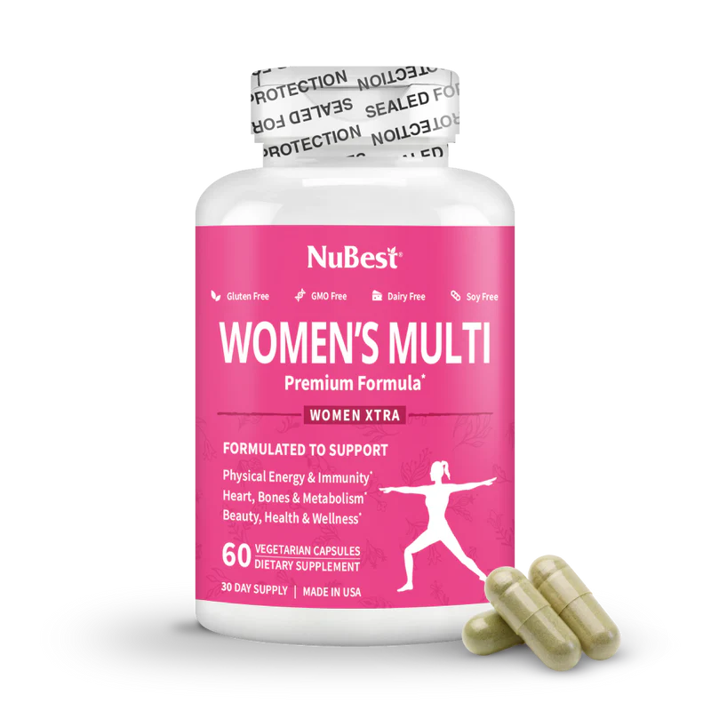 Bottle of Women Xtra Multivitamin for energy, immune support, and hair, skin, and nail beauty.