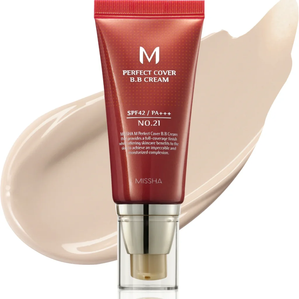 Missha M Perfect Cover BB Cream 50ml tube for full coverage and sun protection.