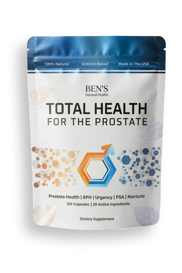 Total Health for the Prostate supplement bottle for BPH and urinary flow support.