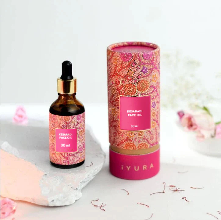 Kesaradi Face Oil bottle for moisturizing dry and sensitive skin for a natural glow.