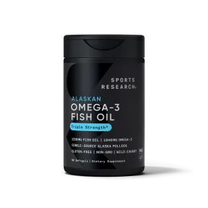 Liquid gold Omega-3 Fish Oil capsules sourced from sustainable Wild Alaska Pollock.