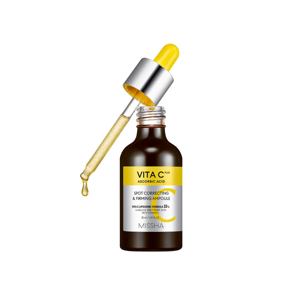 Vita C Plus Spot Correcting and Firming Ampoule dropper bottle for dark spot correction and skin brightening.